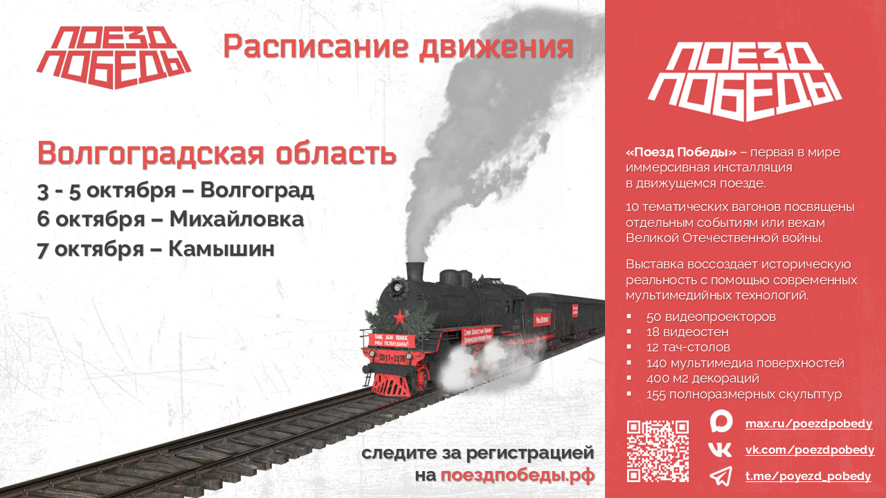 Уникальный музей «Поезд Победы»посетит Волгоградскую область